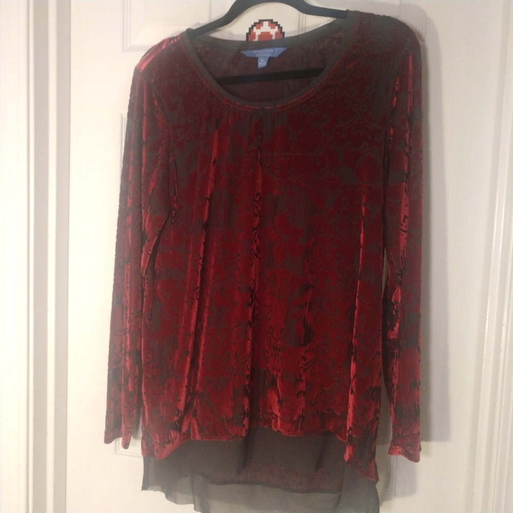 Simply Vera Velvet Burnout Top XL